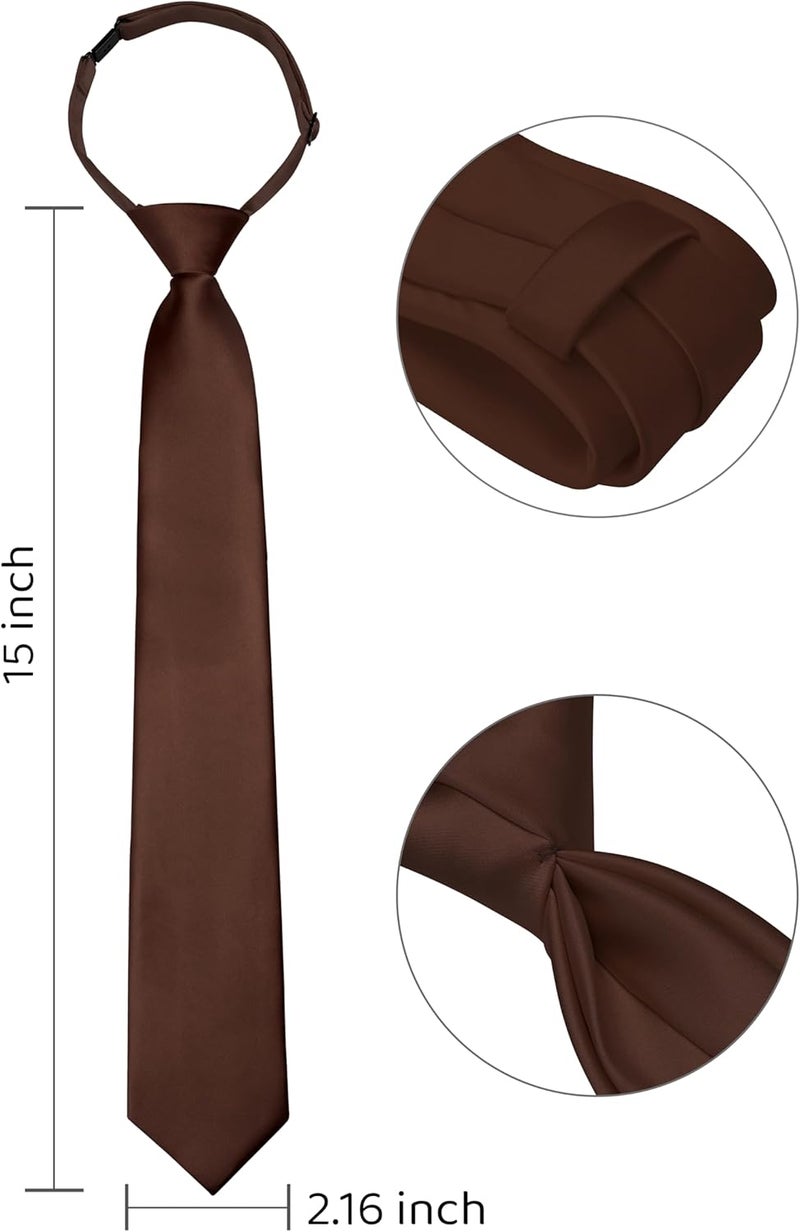 Branduce Pre-Tied Boys Ties Solid Color Kids Adjustable Necktie for Age 8-12 Wedding School Graduation - Image 1